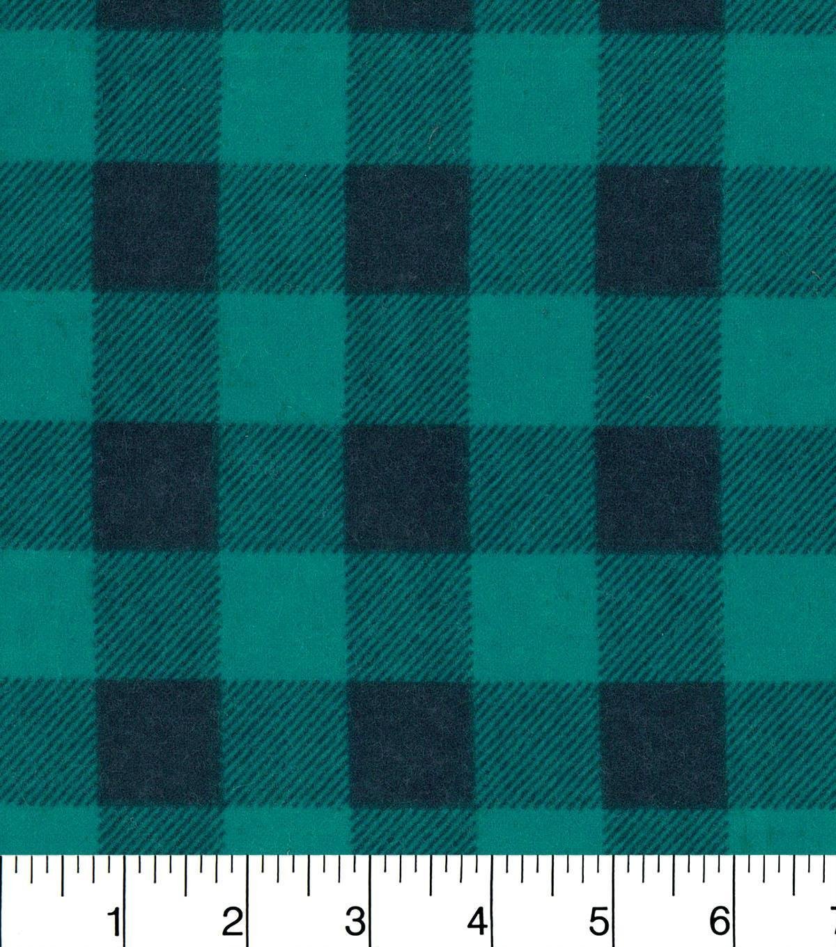 Snuggle Flannel Fabric-Teal Buffalo Check