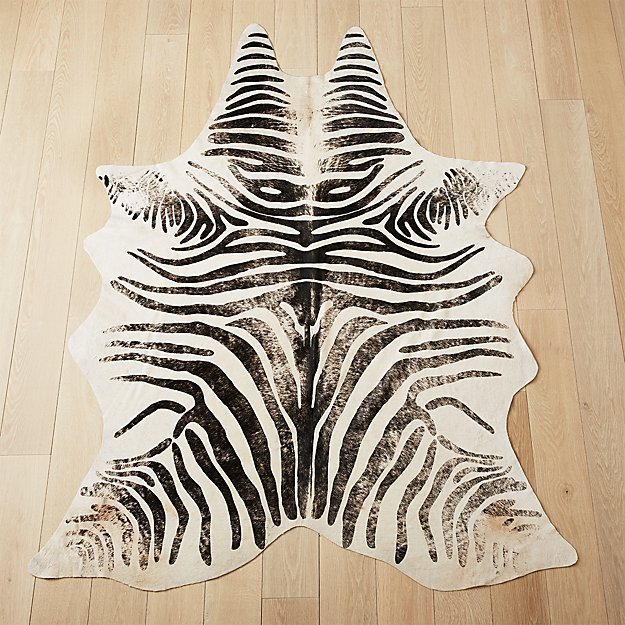 DISTRESSED FAUX ZEBRA HIDE RUG 5'X8'
